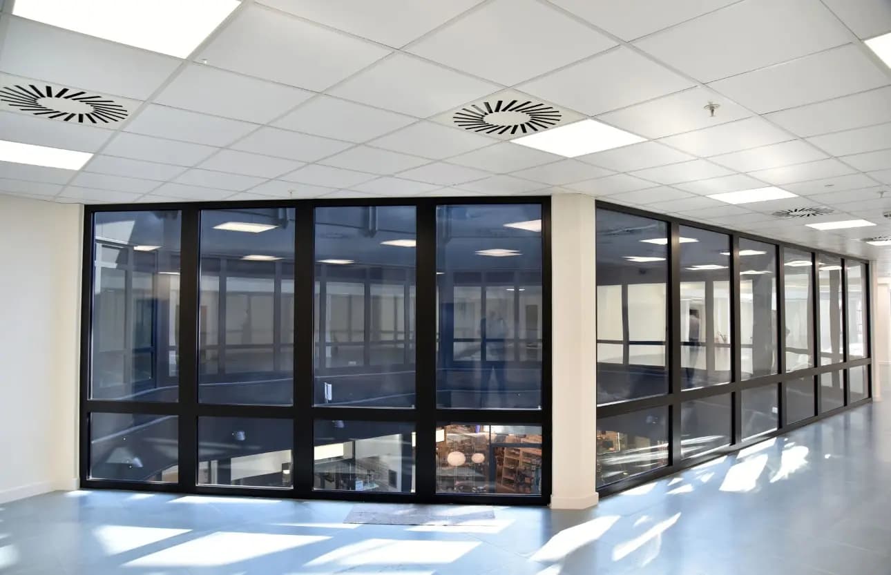 Office interior glass application by KH Glass Group