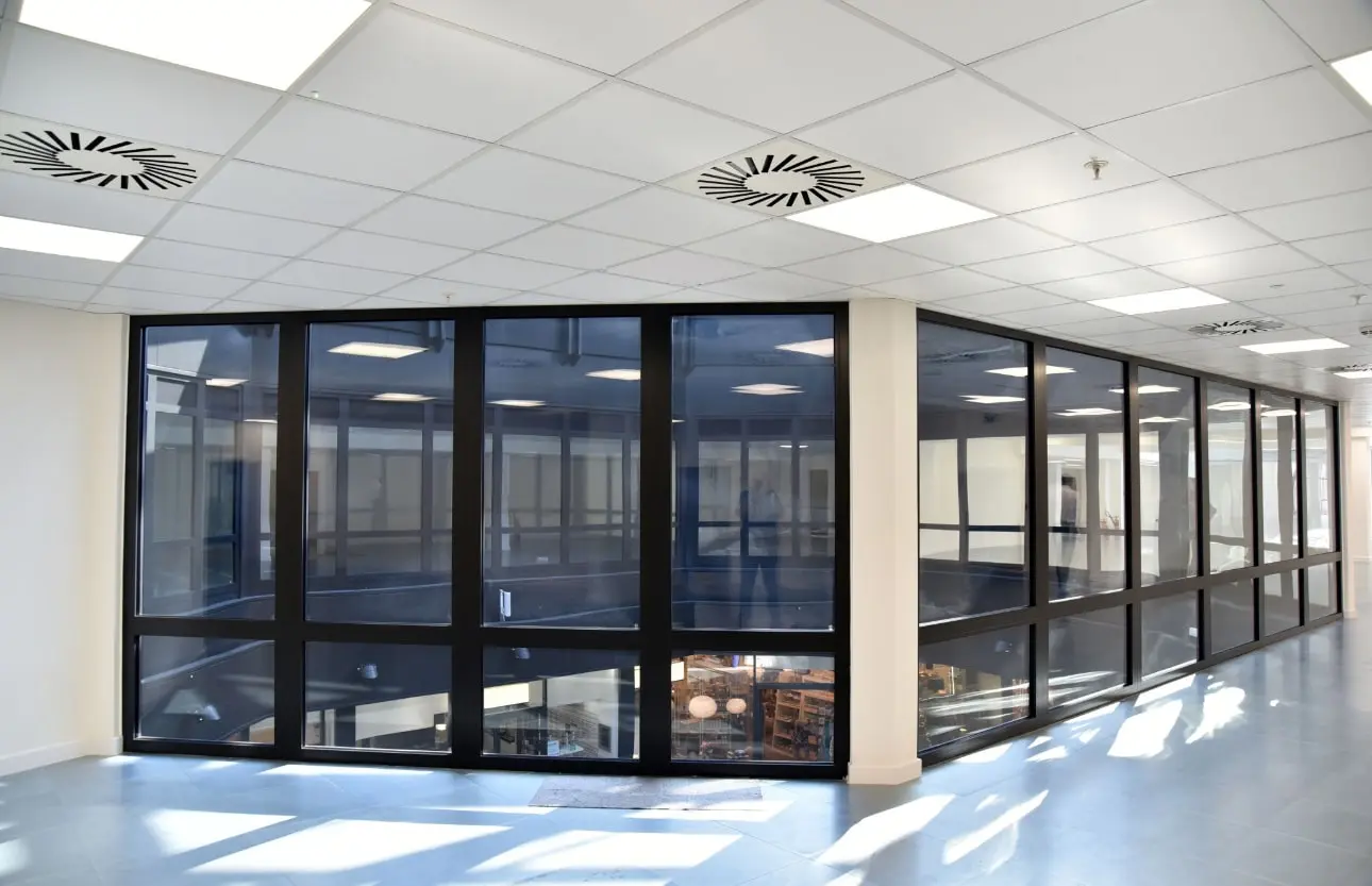 Office interior glass application by KH Glass Group